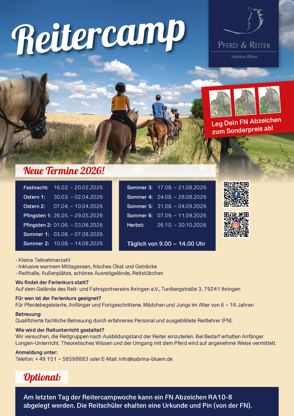 Flyer Reiterferien 2026